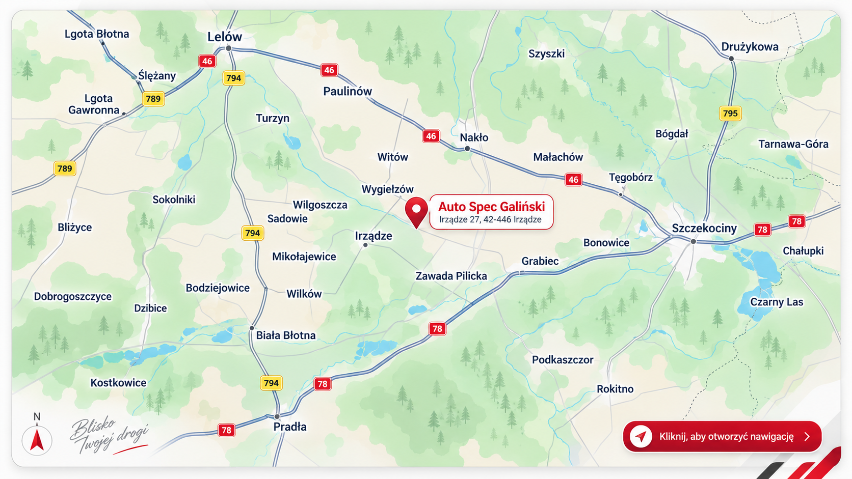 Mapa dojazdu do Auto Spec Galiński, Irządze 27, 42-446 Irządze